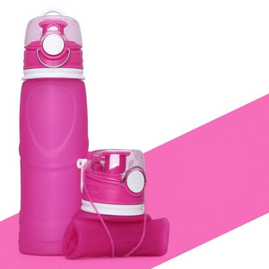 Zonegrace 2 Pack Pink and Gray Collapsible Silicone Travel Water