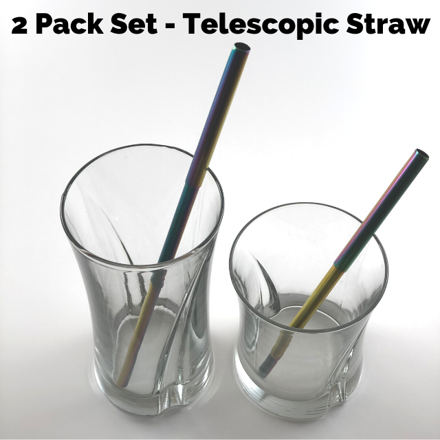 2 Pack) Folding Drinking Straw Stainless Steel Collapsible Reusable S –  DealJock