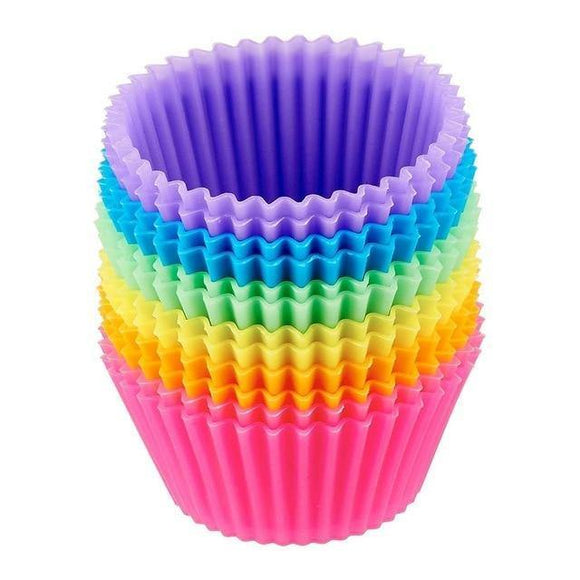 12pcs/Set, Silicone Baking Cups, Reusable Cupcake Liners, Home Cake Molds,  Standard Size Muffin Liners, Dishwasher Safe, Baking Tools, Kitchen Gadgets