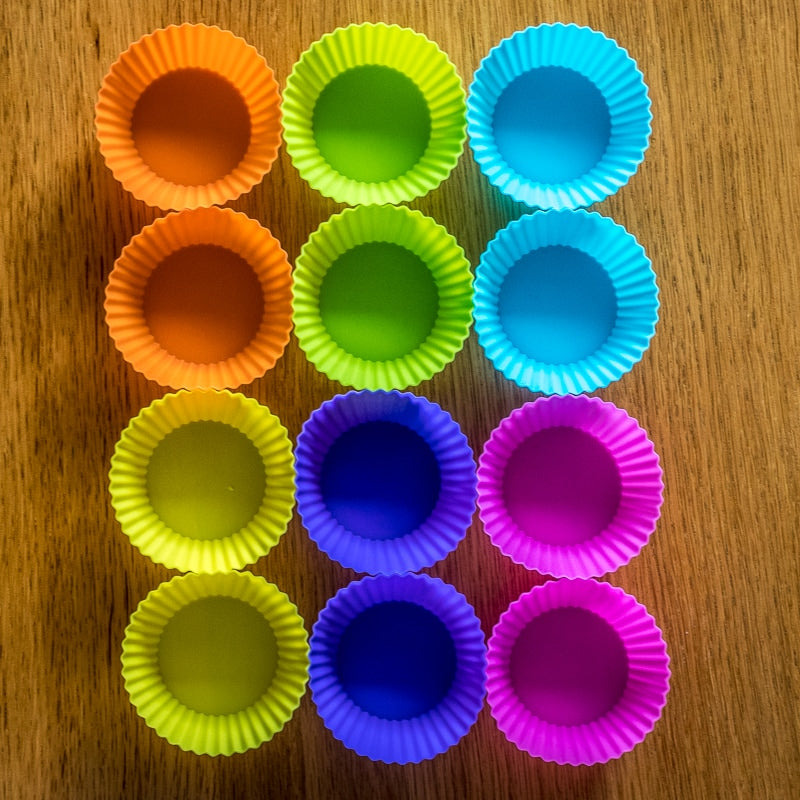 12pcs/set Multicolor Reusable Silicone Baking Cups, Muffin Liners, Cupcake  Molds, Diy Baking Molds, Round Shape Molds, Suitable For Making Cupcakes,  Puddings, Tart And Other Desserts In Home Kitchen, Parties, Festivals Etc.