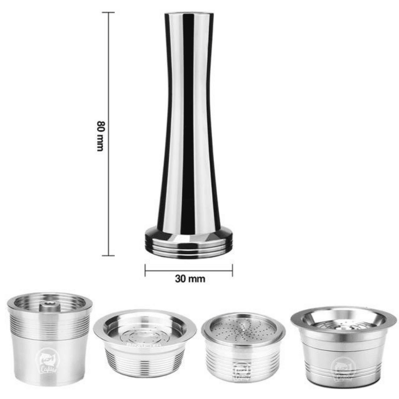 Nespresso Stainless Steel Refillable Coffee Capsule Coffee Tamper