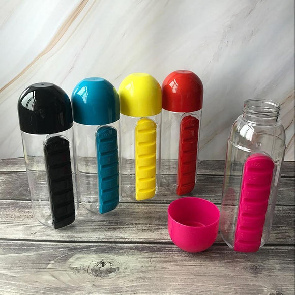 Water Bottle With Daily Pill Box Organizer - My Eco Boutique